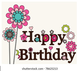 Happy birthday floral designs card