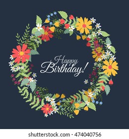 Happy birthday floral greeting card