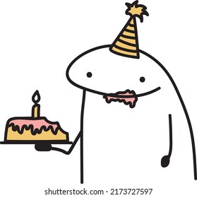 Happy Birthday Flork Meme Funny Cake And Hat Vector