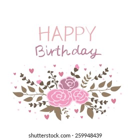 happy birthday flowers card design 