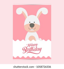 happy birthday flyer template with rabbit