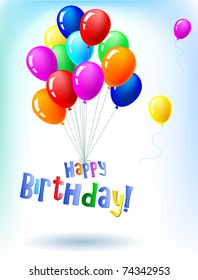 Happy Birthday flying with balloons