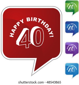 Happy Birthday Forty web button isolated on a background