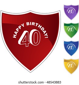 Happy Birthday Forty web button isolated on a background