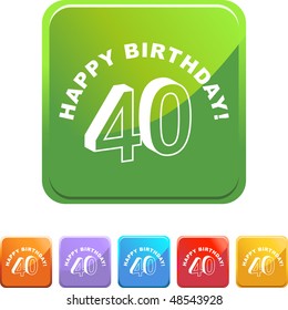 Happy Birthday 40 Web-Button einzeln auf Hintergrund