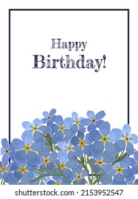 Happy Birthday! Frame from a bouquet with flowers. Vector stock illustration eps10.