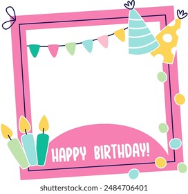 Ilustración vectorial de marco de feliz cumpleaños