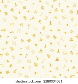Happy birthday freehand drawings saeamless pattern. Hand drawn birthday elements vector background. Baloon, cake, gift, fireworks.