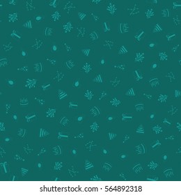 Happy Birthday Freehand Drawings Seamless Pattern. Hand Drawn Birthday Elements Background. Balloon, Cake, Gift, Fireworks.