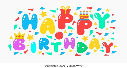 happy birthday full color vector illustration.