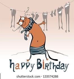 happy birthday funny card animal cat