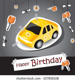 Happy Birthday Funny Card Car