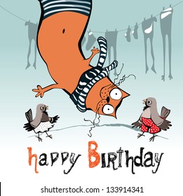 Happy Birthday Funny Cat Stock Vector Royalty Free 133914341