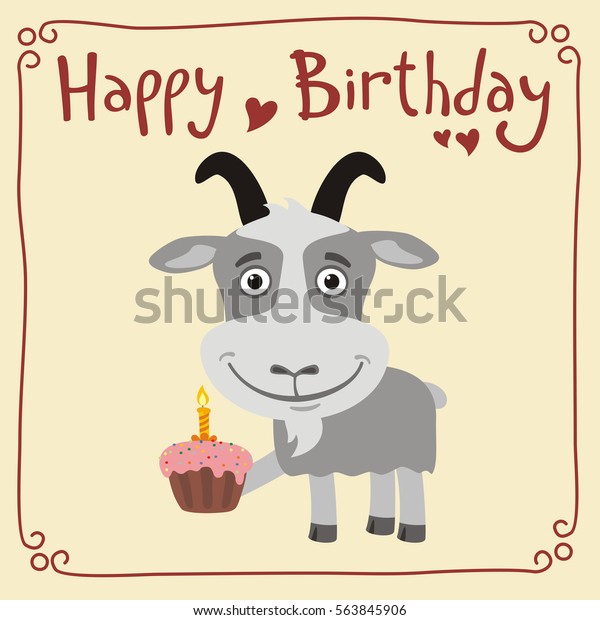 Happy Birthday Funny Goat Cake Greeting Stock Vector (Royalty Free ...