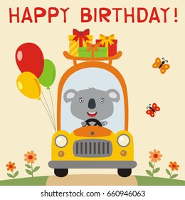 Happy Birthday Funny Goat Rides Car Stock Vector (Royalty Free) 662561863