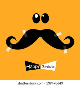 Happy Birthday funny mustache orange