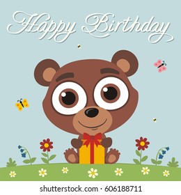 Happy Birthday Funny Teddy Bear Gift Stock Vector (Royalty Free ...