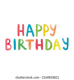 Happy birthday garland and flags. Colored watercolor decoration.