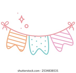 happy birthday garland with flags isolated