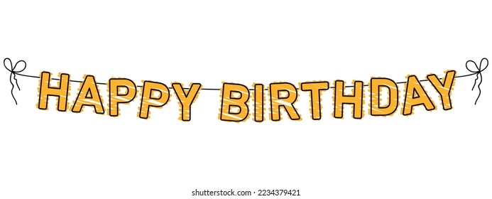 happy birthday garland, party bunting, big letters hanging on a string, vector illustration