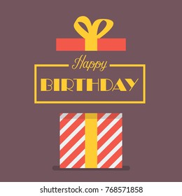 Happy birthday with gift box. Vector Illustration