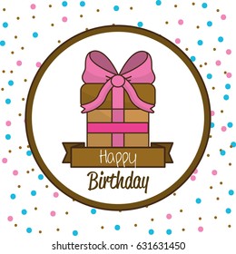 happy birthday gift present with ribbon decoration