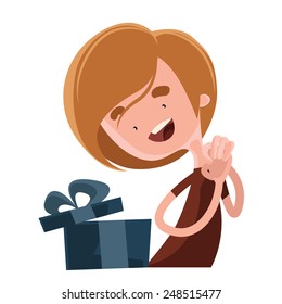 Happy birthday gift vector illustration cartoon character