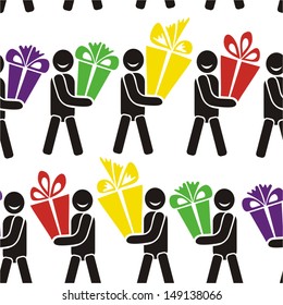 Happy birthday gifts seamless background vector illustration