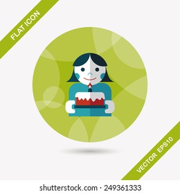 happy birthday girl flat icon