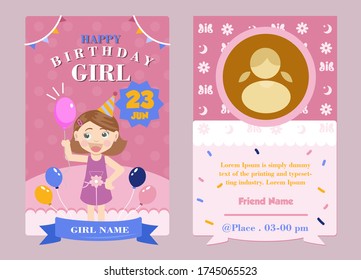 Happy birthday girl invitation card