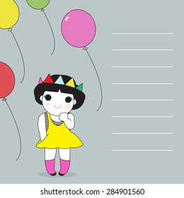 Happy Birthday Girl paper note illustration