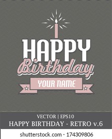 Happy birthday girl retro card template vector | EPS10