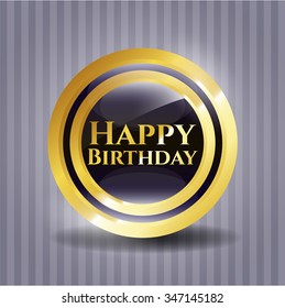 Happy Birthday gold shiny emblem