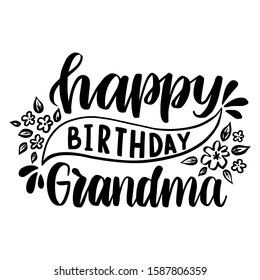 Happy Birthday Grandma Greeting Cards Vektor Stok Happy Birthday Grandma Hand Drawn Lettering (Tanpa Royalti)  1587806359 | Shutterstock