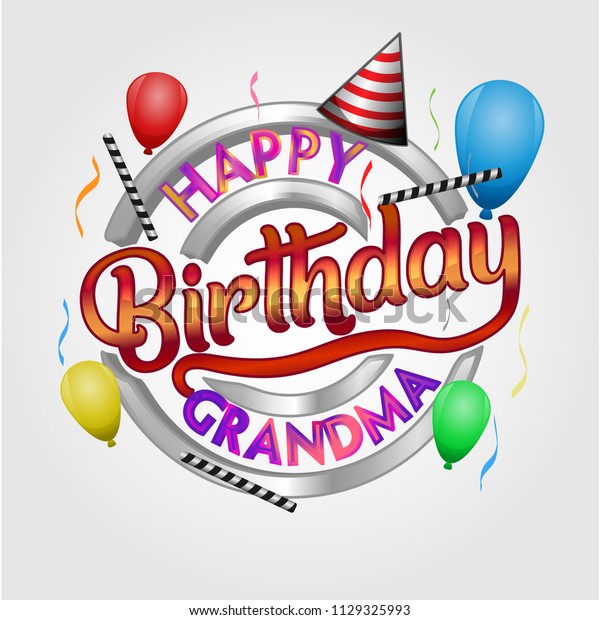 Happy Birthday Grandma Wish Emblem Stock Vector Royalty Free 1129325993