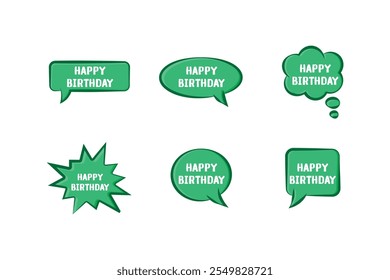 Happy birthday greeting bubble, vector green color.