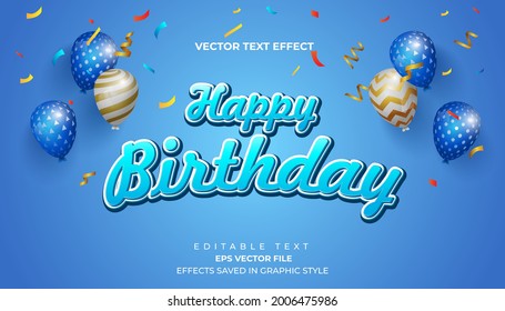 Happy birthday greeting card and background with editable text effect.