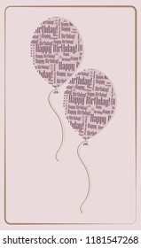 Happy birthday greeting card. Balloons of Happy birthday words. Vector. Violet colors