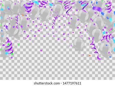Happy Birthday Greeting Card with balloons on abstract background with light effect 