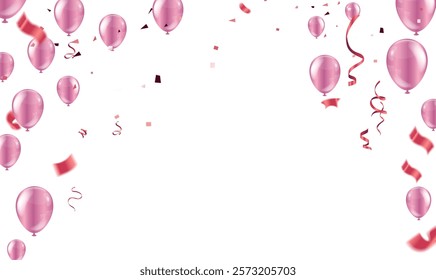 Happy Birthday Greeting Card with balloons on abstract background with light effect
