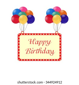 Happy Birthday Greeting Card with Balloons 