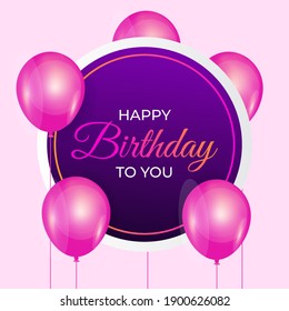 Happy Birthday Greeting Card Banner Design, Vector