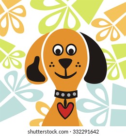 Happy birthday greeting card with beautiful dog vector illustration