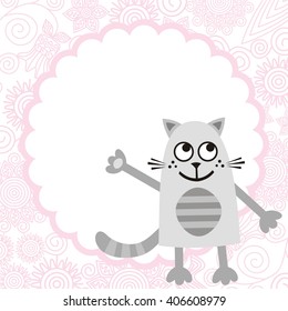 Happy birthday greeting card with beautiful cat vector illustration