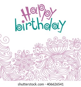 Happy Birthday Greeting Card Beautiful Floral Stock Vector (Royalty ...