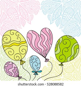 Happy birthday greeting card with beautiful balloons. Vector illustration.