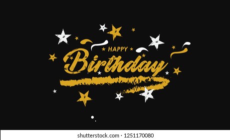 Happy Birthday Greeting Card Black Background Stock Vector (Royalty ...