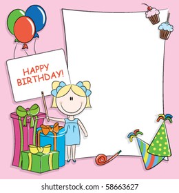 Happy birthday greeting card with blank place for your wishes and message