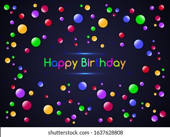 Happy Birthday Greeting Card. Bright color festive happy birthday design. Template for birthday celebration.