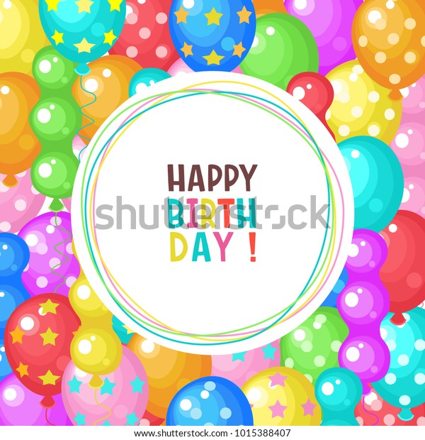 Happy Birthday Greeting Card Bright Multicolored Stock Vector (Royalty ...